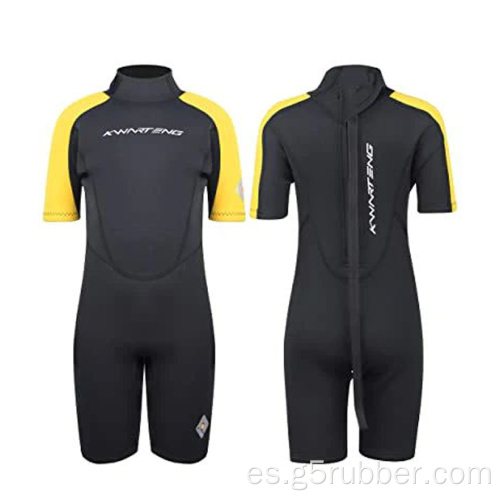 Niños 2 mm Back Zip Shorty Wetsuit Termal Swimsuit